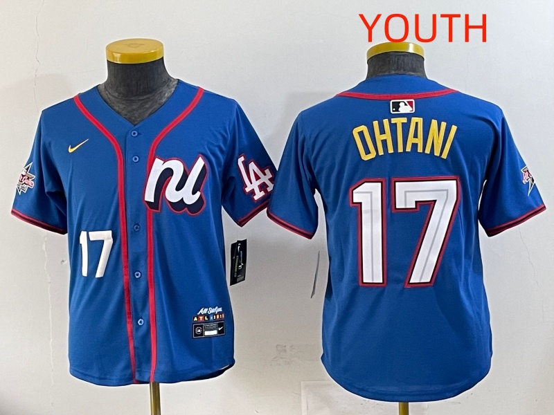 Youth 2025 Los Angeles Dodgers #17 Ohtani Blue Nike MLB Jersey style 007->youth mlb jersey->Youth Jersey